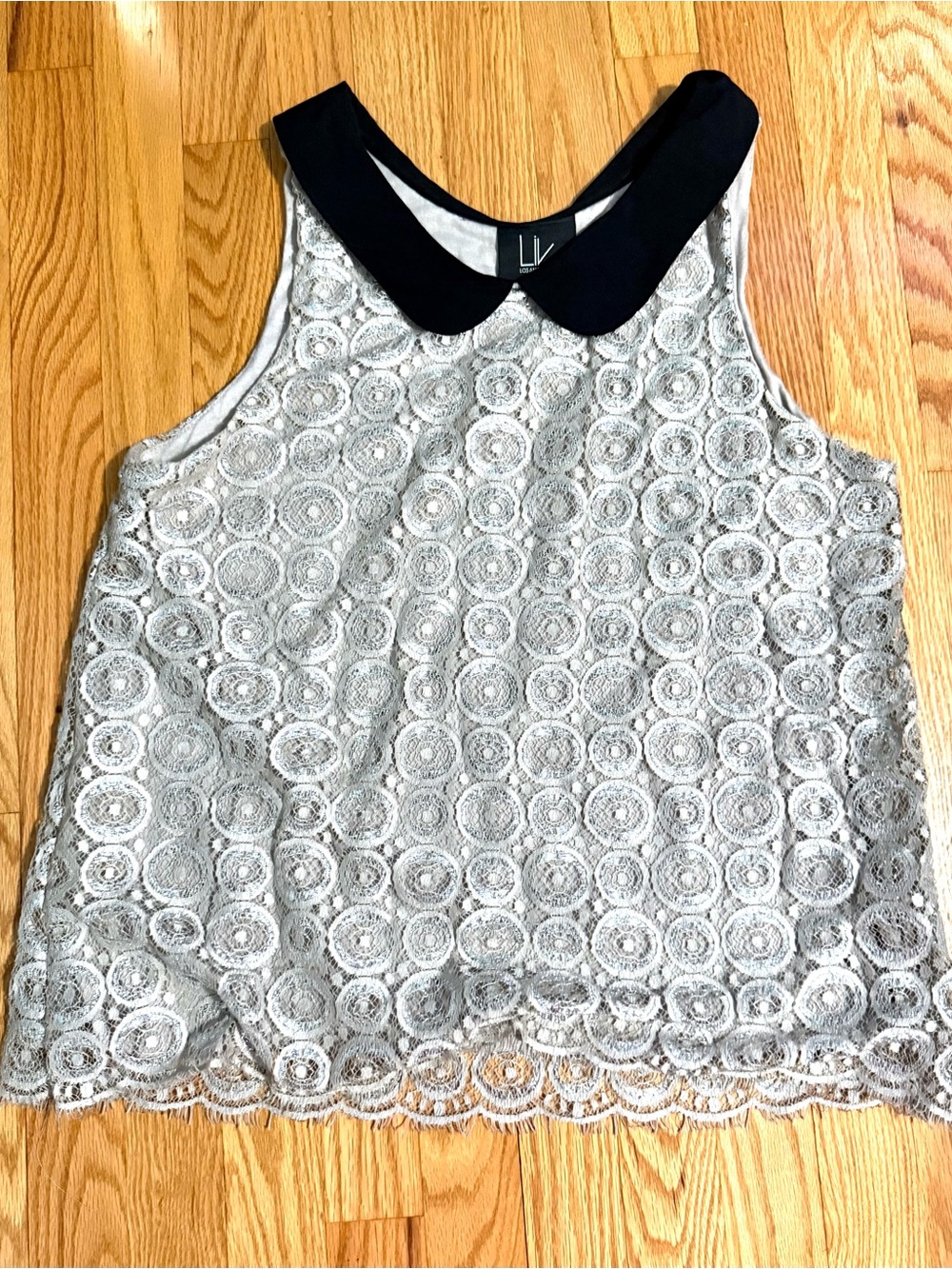 Peter Pan Collar Silver Lace Tank